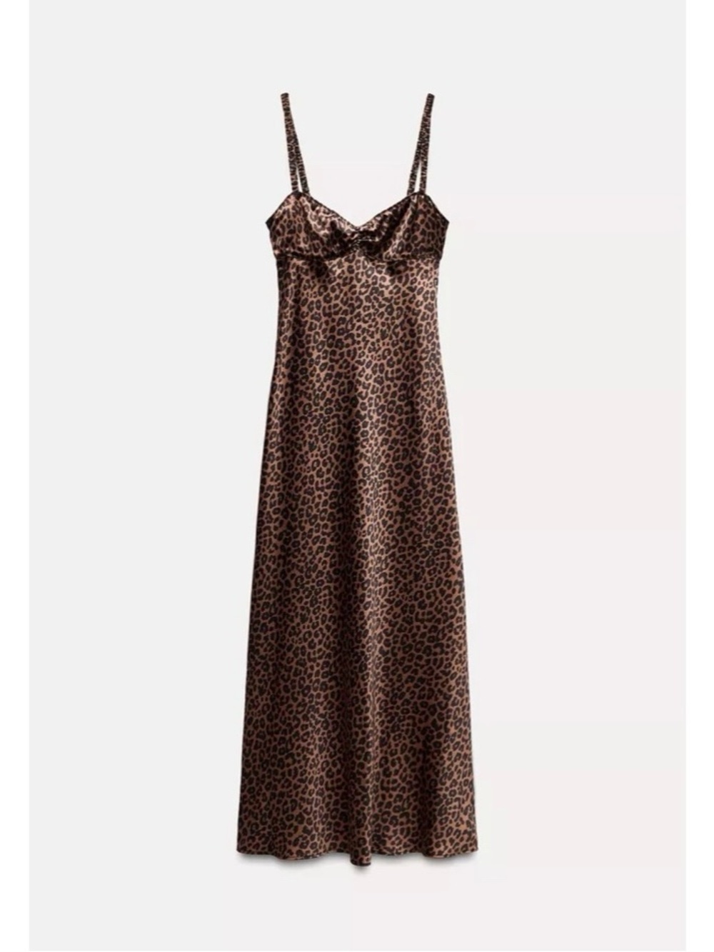 Zara Satin Midi Slip Dress in Leopard Size Medium